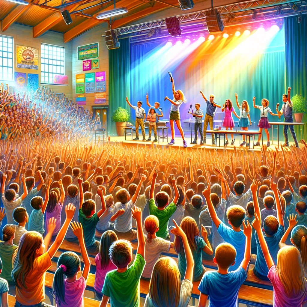 energetic school assembly